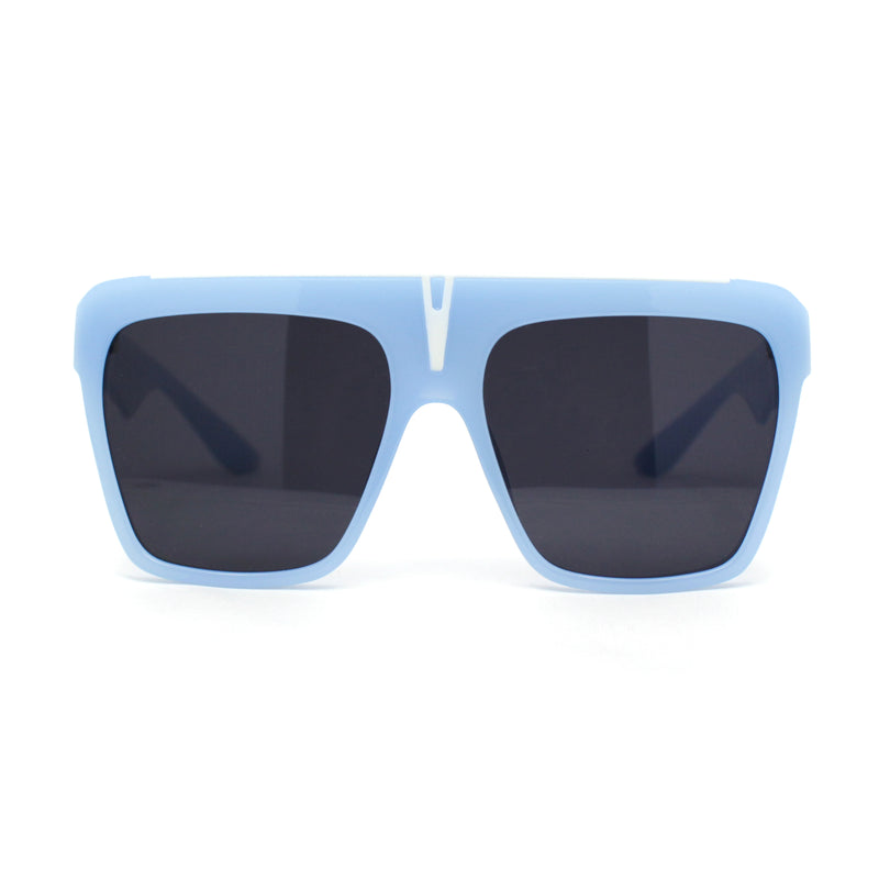 Flat Top Oversized Rectangular Plastic Retro Racer Fashion Sunglasses