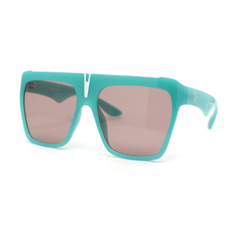 Flat Top Oversized Rectangular Plastic Retro Racer Fashion Sunglasses