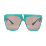 Flat Top Oversized Rectangular Plastic Retro Racer Fashion Sunglasses