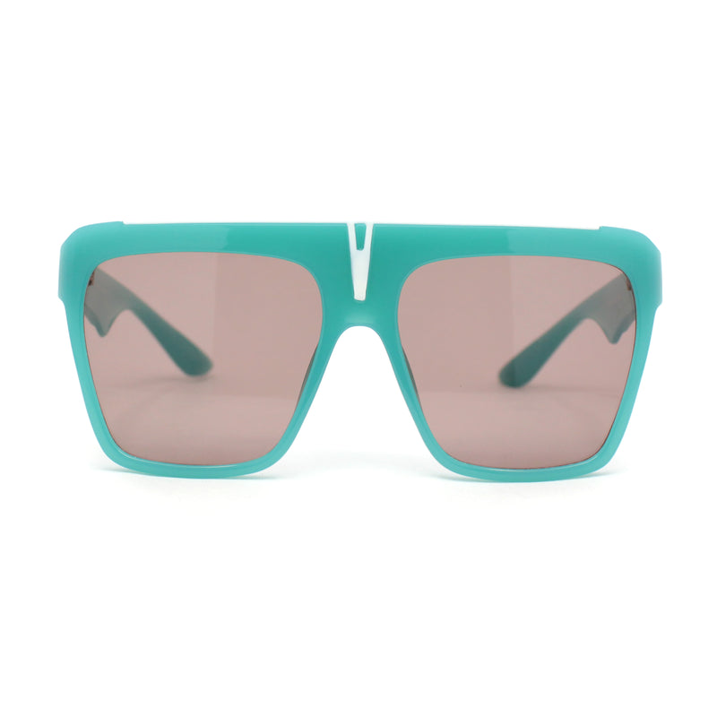 Flat Top Oversized Rectangular Plastic Retro Racer Fashion Sunglasses