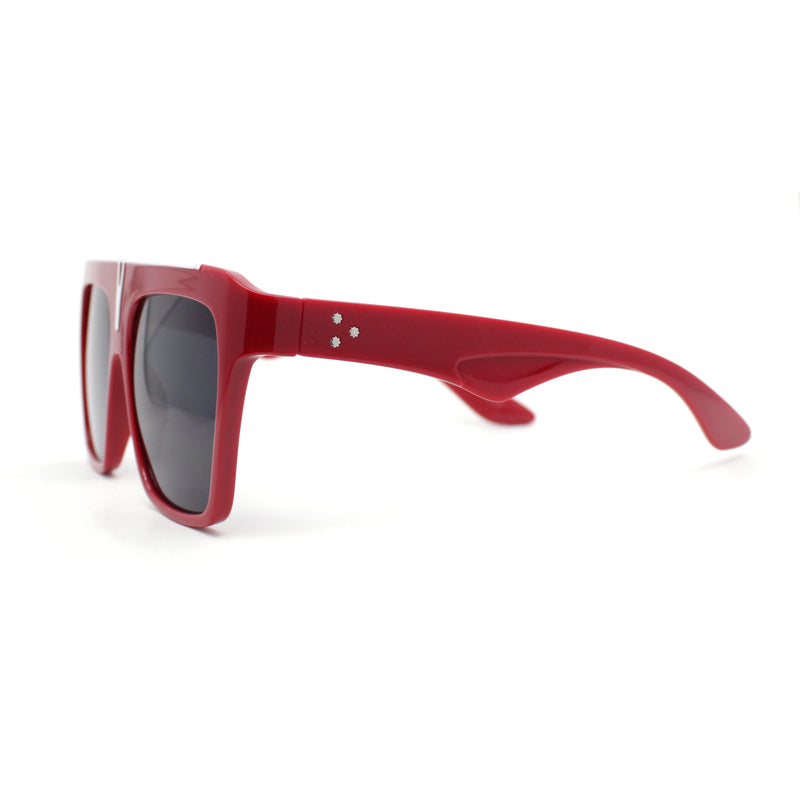 Flat Top Oversized Rectangular Plastic Retro Racer Fashion Sunglasses