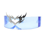 Flaming Heart Crown Tiara Futuristic Wrap Around Shield Sunglasses