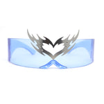 Flaming Heart Crown Tiara Futuristic Wrap Around Shield Sunglasses