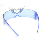 Flaming Heart Crown Tiara Futuristic Wrap Around Shield Sunglasses