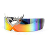 Flaming Heart Crown Tiara Futuristic Wrap Around Shield Sunglasses