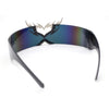 Flaming Heart Crown Tiara Futuristic Wrap Around Shield Sunglasses