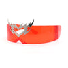 Flaming Heart Crown Tiara Futuristic Wrap Around Shield Sunglasses