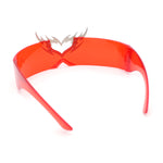 Flaming Heart Crown Tiara Futuristic Wrap Around Shield Sunglasses