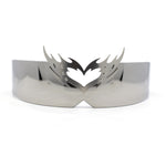 Flaming Heart Crown Tiara Futuristic Wrap Around Shield Sunglasses