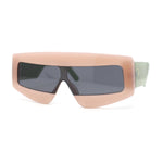 Womens Flat Top Thick Plastic Shield Rectangle Retro Futurism Sunglasses