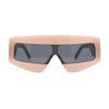 Womens Flat Top Thick Plastic Shield Rectangle Retro Futurism Sunglasses