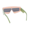 Womens Flat Top Thick Plastic Shield Rectangle Retro Futurism Sunglasses