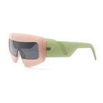 Womens Flat Top Thick Plastic Shield Rectangle Retro Futurism Sunglasses