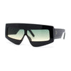 Womens Flat Top Thick Plastic Shield Rectangle Retro Futurism Sunglasses
