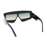 Womens Flat Top Thick Plastic Shield Rectangle Retro Futurism Sunglasses