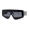 Womens Flat Top Thick Plastic Shield Rectangle Retro Futurism Sunglasses