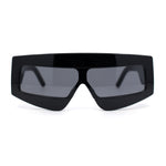 Womens Flat Top Thick Plastic Shield Rectangle Retro Futurism Sunglasses