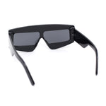 Womens Flat Top Thick Plastic Shield Rectangle Retro Futurism Sunglasses