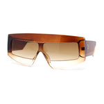 Womens Flat Top Thick Plastic Shield Rectangle Retro Futurism Sunglasses