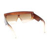 Womens Flat Top Thick Plastic Shield Rectangle Retro Futurism Sunglasses