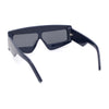 Womens Flat Top Thick Plastic Shield Rectangle Retro Futurism Sunglasses