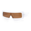 Womens Flat Top Thick Plastic Shield Rectangle Retro Futurism Sunglasses