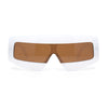 Womens Flat Top Thick Plastic Shield Rectangle Retro Futurism Sunglasses