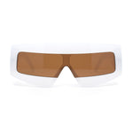 Womens Flat Top Thick Plastic Shield Rectangle Retro Futurism Sunglasses