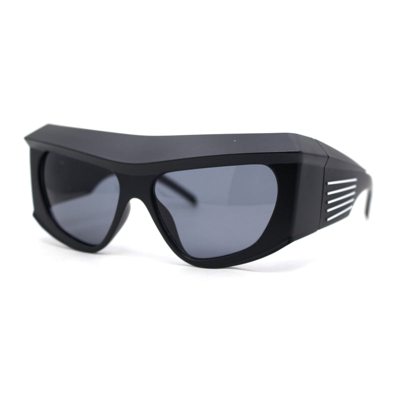 Mad Brow Line Super Thick Temple Angular Flat Top Plastic Sunglasses