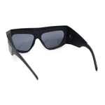 Mad Brow Line Super Thick Temple Angular Flat Top Plastic Sunglasses