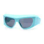 Mad Brow Line Super Thick Temple Angular Flat Top Plastic Sunglasses