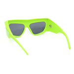 Mad Brow Line Super Thick Temple Angular Flat Top Plastic Sunglasses