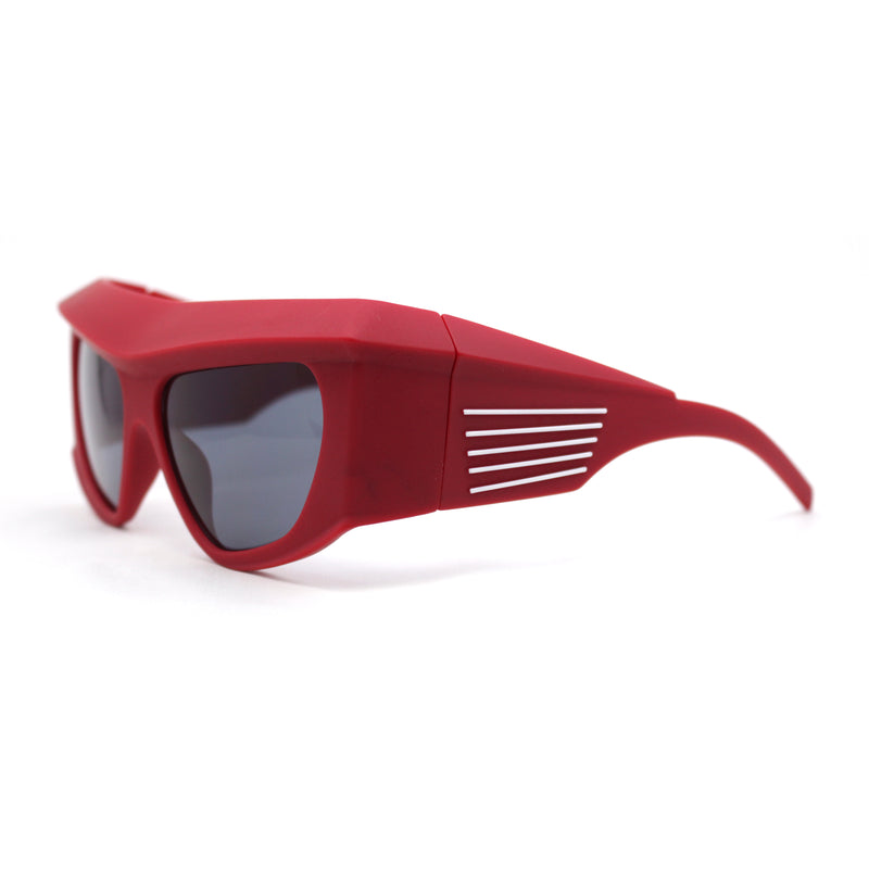 Mad Brow Line Super Thick Temple Angular Flat Top Plastic Sunglasses