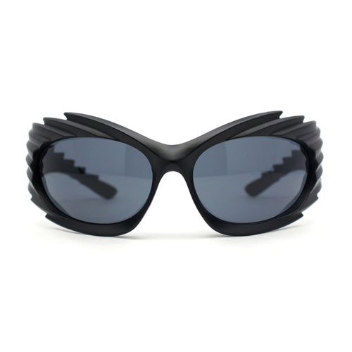 Hedgehog Fur Carving Retro Wrap Thick Temple Plastic Sunglasses