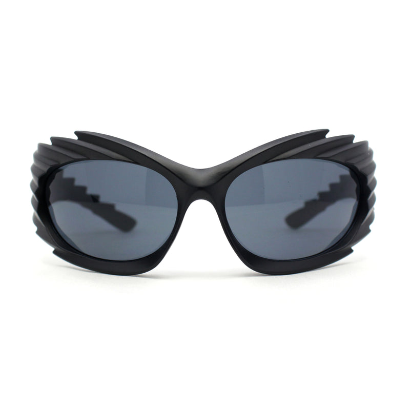 Hedgehog Fur Carving Retro Wrap Thick Temple Plastic Sunglasses