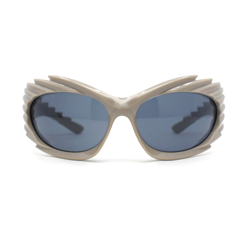 Hedgehog Fur Carving Retro Wrap Thick Temple Plastic Sunglasses