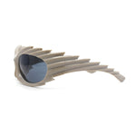 Hedgehog Fur Carving Retro Wrap Thick Temple Plastic Sunglasses