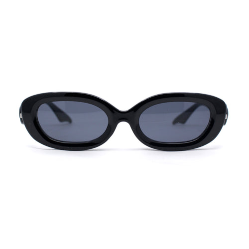 Womens Retro Mod Oval Thick Plastic Fashion Chic Sunglasses