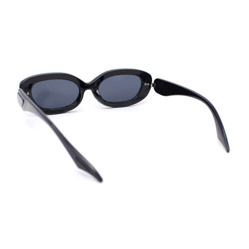 Womens Retro Mod Oval Thick Plastic Fashion Chic Sunglasses