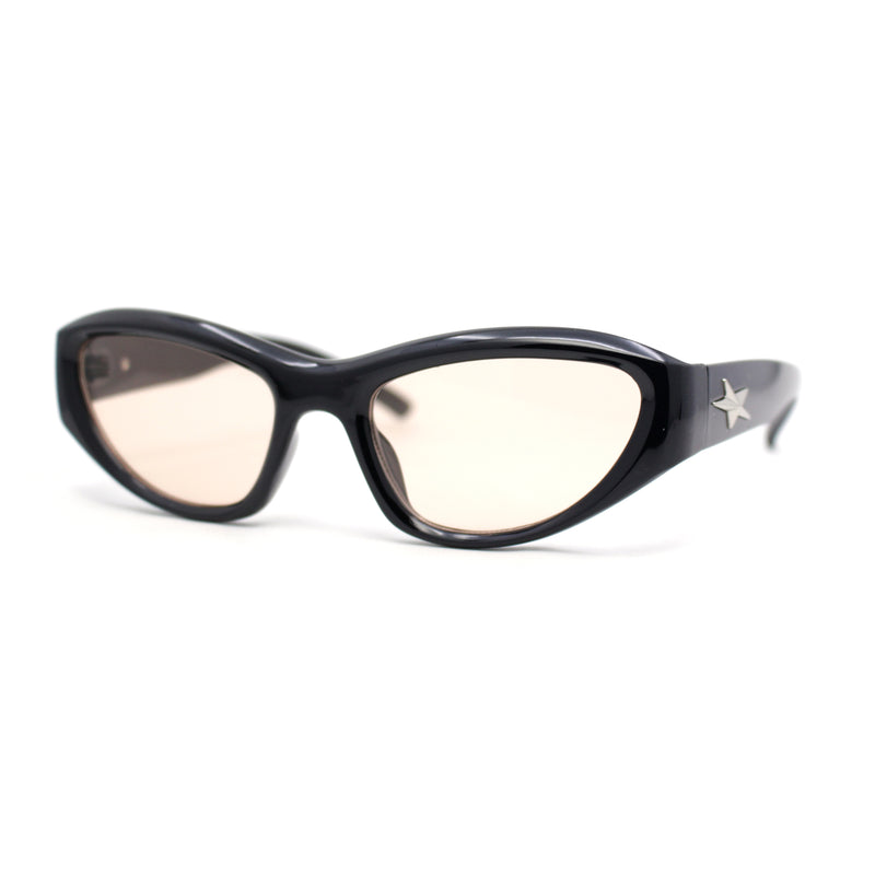 Trendy 90s Sport Styling Retro Narrow Wrap Cat Eye Plastic Sunglasses