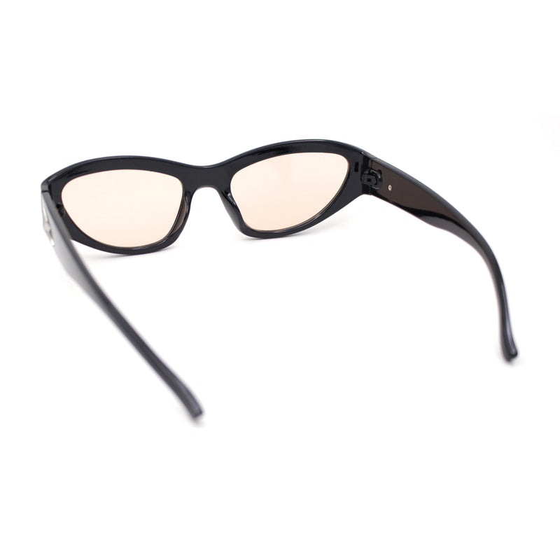 Trendy 90s Sport Styling Retro Narrow Wrap Cat Eye Plastic Sunglasses