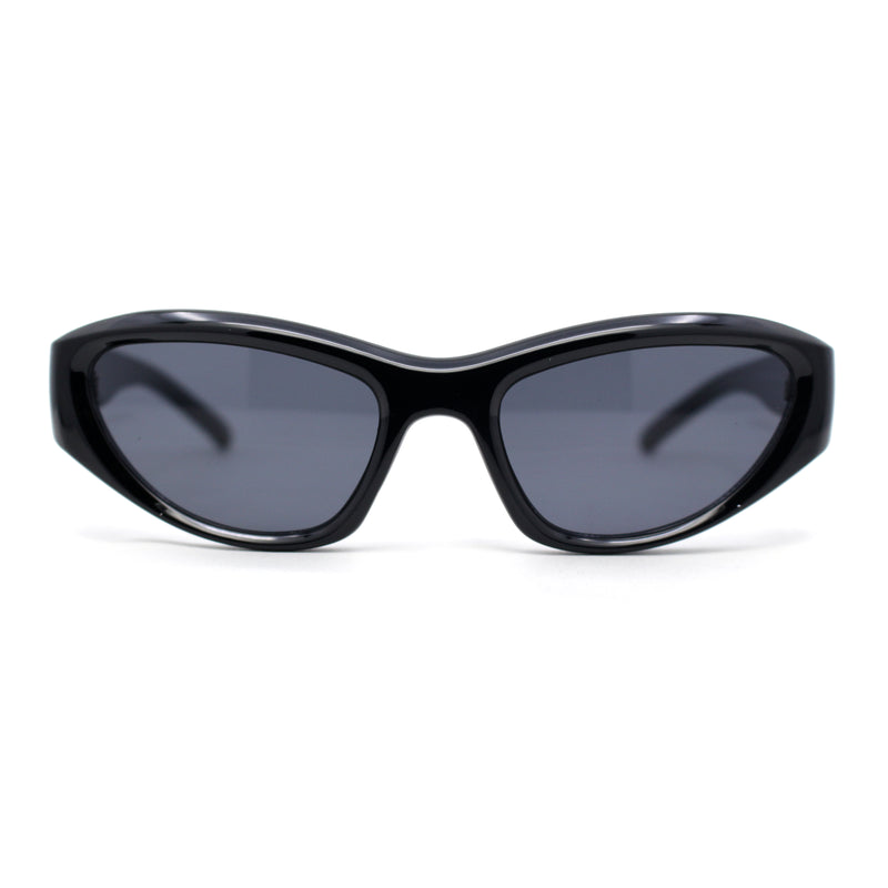 Trendy 90s Sport Styling Retro Narrow Wrap Cat Eye Plastic Sunglasses