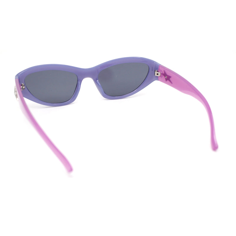 Trendy 90s Sport Styling Retro Narrow Wrap Cat Eye Plastic Sunglasses