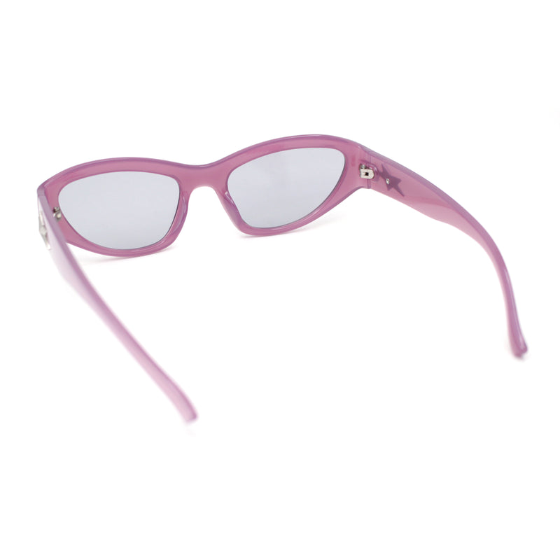 Trendy 90s Sport Styling Retro Narrow Wrap Cat Eye Plastic Sunglasses