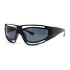 Trendy Vented 90s Sport Wrap Around Thick Arm Plastic Rectangular Sunglasses