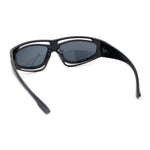 Trendy Vented 90s Sport Wrap Around Thick Arm Plastic Rectangular Sunglasses