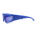 Trendy Vented 90s Sport Wrap Around Thick Arm Plastic Rectangular Sunglasses