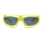 Trendy Vented 90s Sport Wrap Around Thick Arm Plastic Rectangular Sunglasses