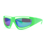 Trendy Vented 90s Sport Wrap Around Thick Arm Plastic Rectangular Sunglasses