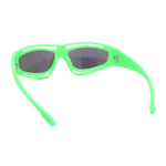 Trendy Vented 90s Sport Wrap Around Thick Arm Plastic Rectangular Sunglasses